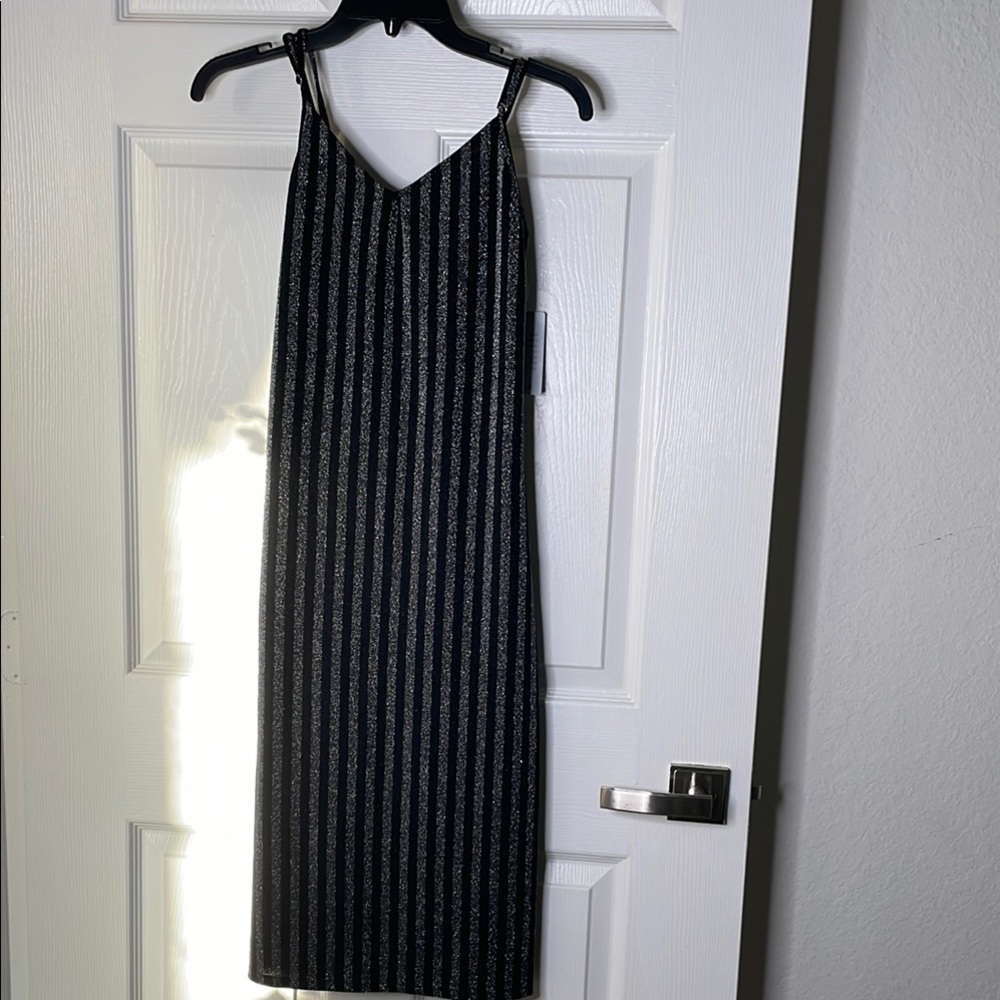 NWT Good Luck Gem shimmery striped tank midi dress